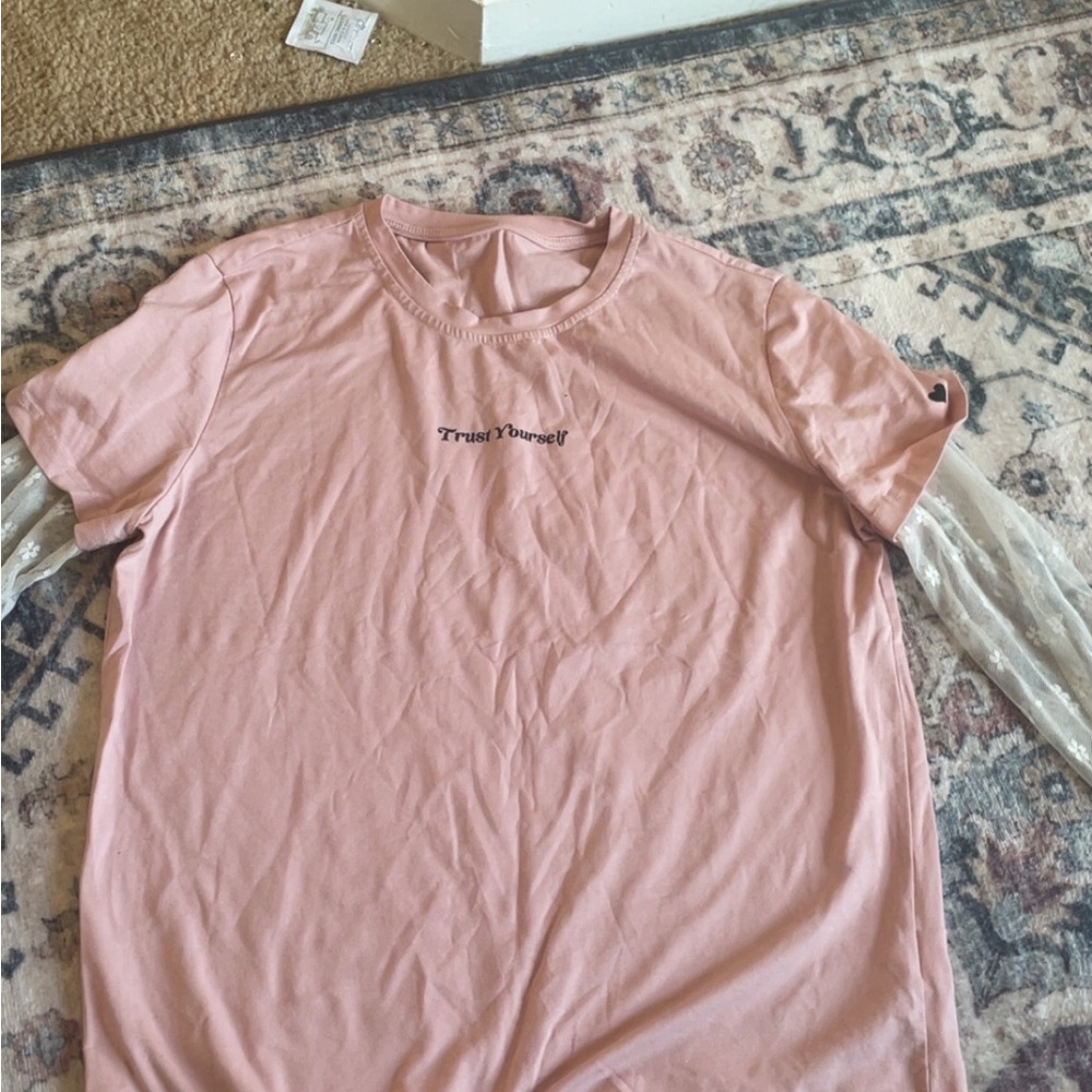 SHEIN Pink Long Sleeve Tee Versatile Top